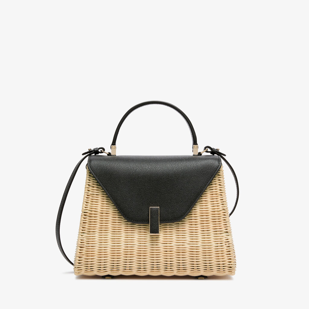 Iside Wicker Top Handle Medium Bag - Beige/Black - Midollino/Vitello VS - Valextra - 1