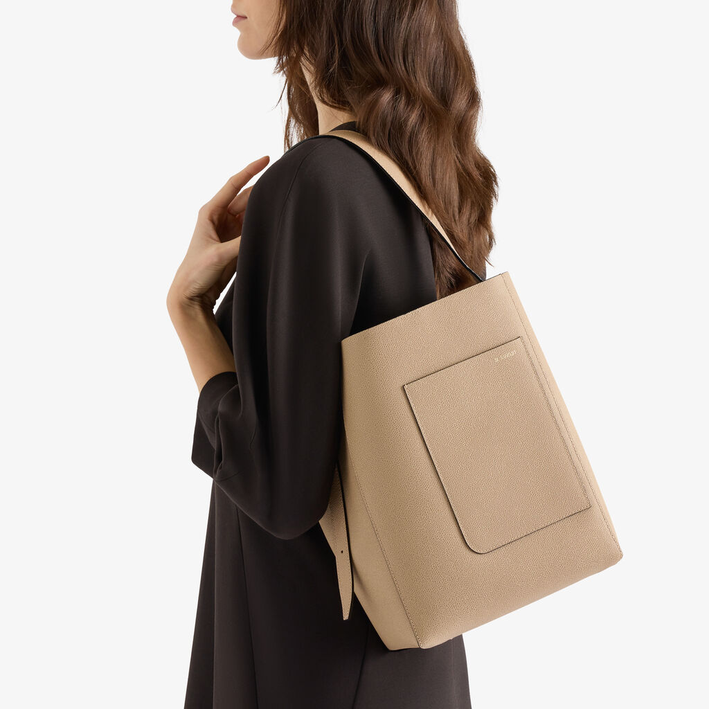 Soft Bucket Medium Bag - Cashmere Beige - Millepunte calf leather - Valextra - 2