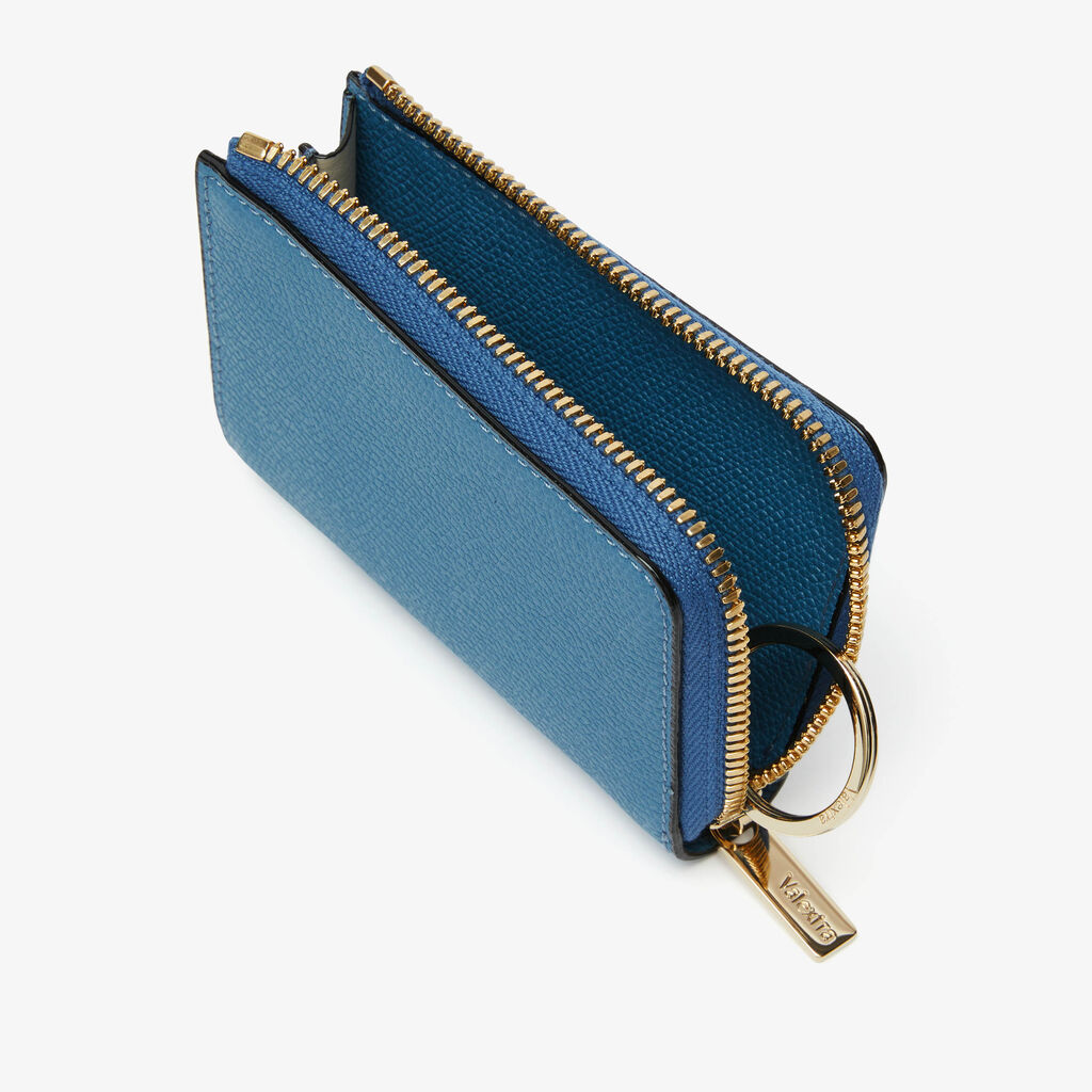 Key Holder Zip Around - Cobalt Blue - Vitello VS - Valextra - 2