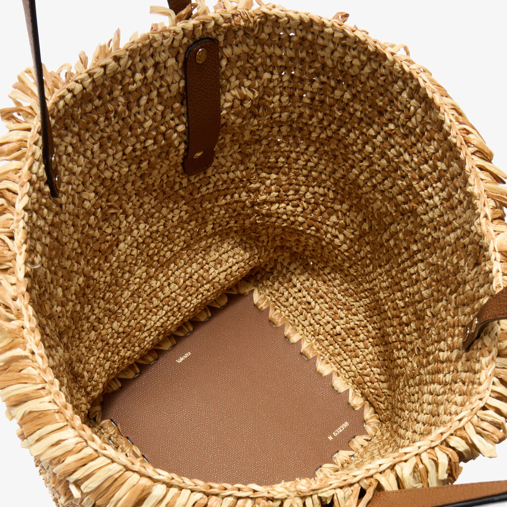 Wavy Raffia Tote Bag -  - Tessuto Punto Pelliccia/Vitello VS - Valextra - 3