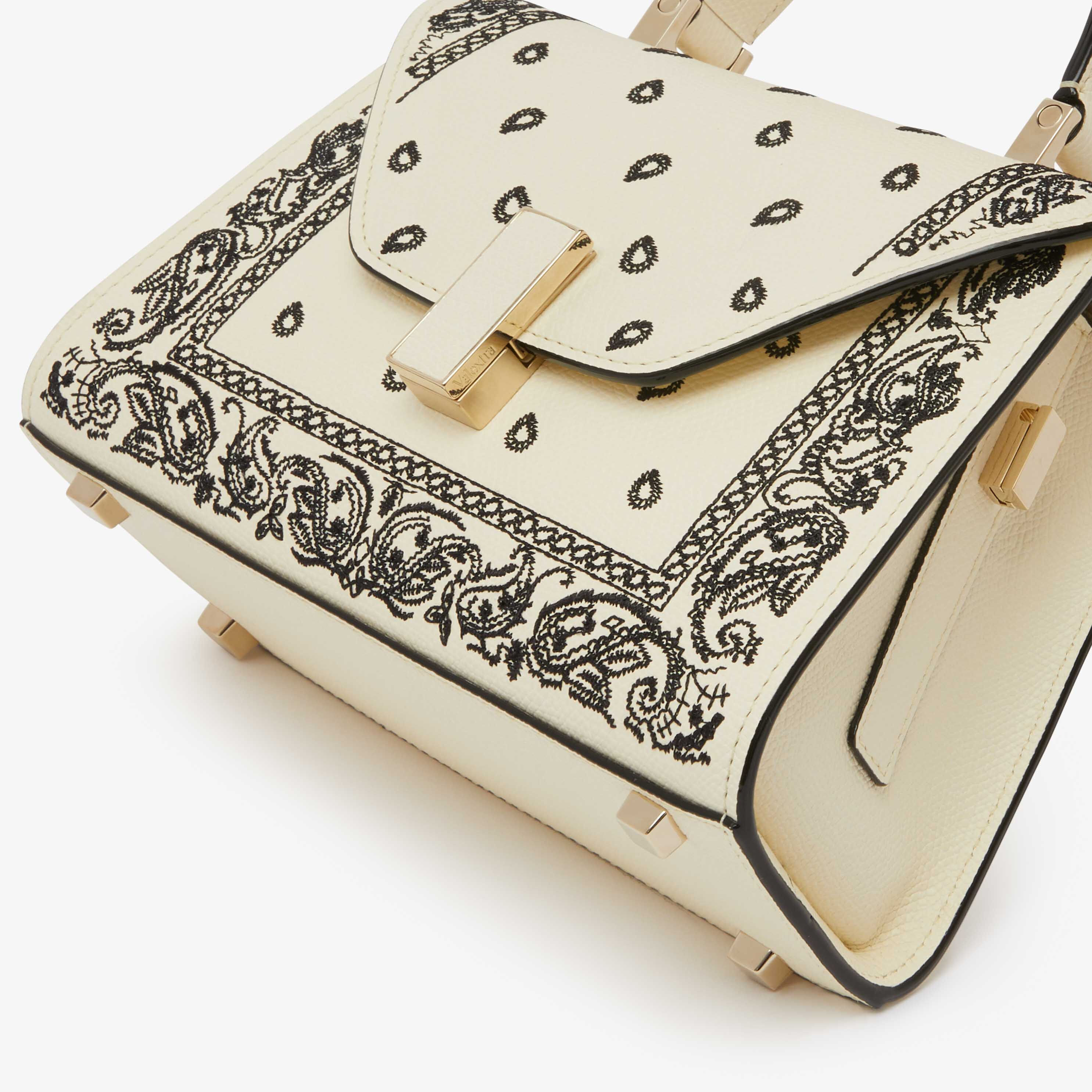 Women s Black White Leather paisley pattern bag Valextra Iside