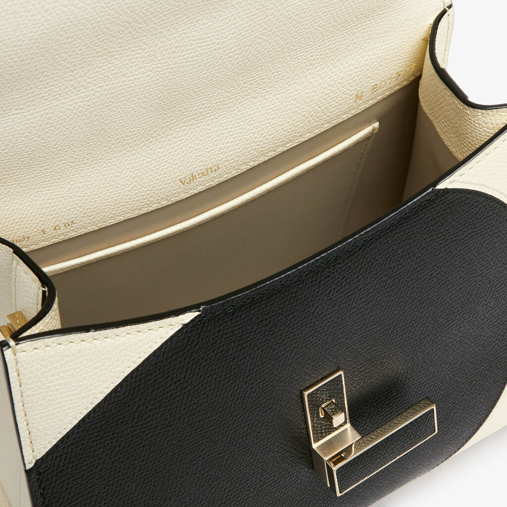 Iside Intarsia Pebble Top Handle Mini Bag - Pergamena White/Black - VS Vitello-Blob - Valextra - 3
