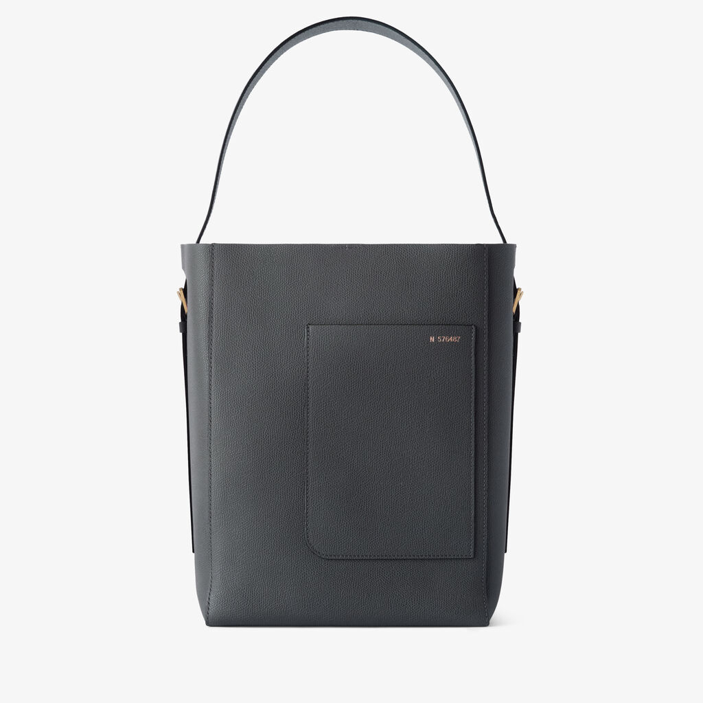 Soft Bucket Medium Bag - Smokey Grey - Millepunte calf leather - Valextra - 1