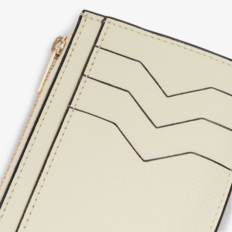 Card Holder 3CC with Zip - Pergamena White - Pavè calf leather - Valextra - 3