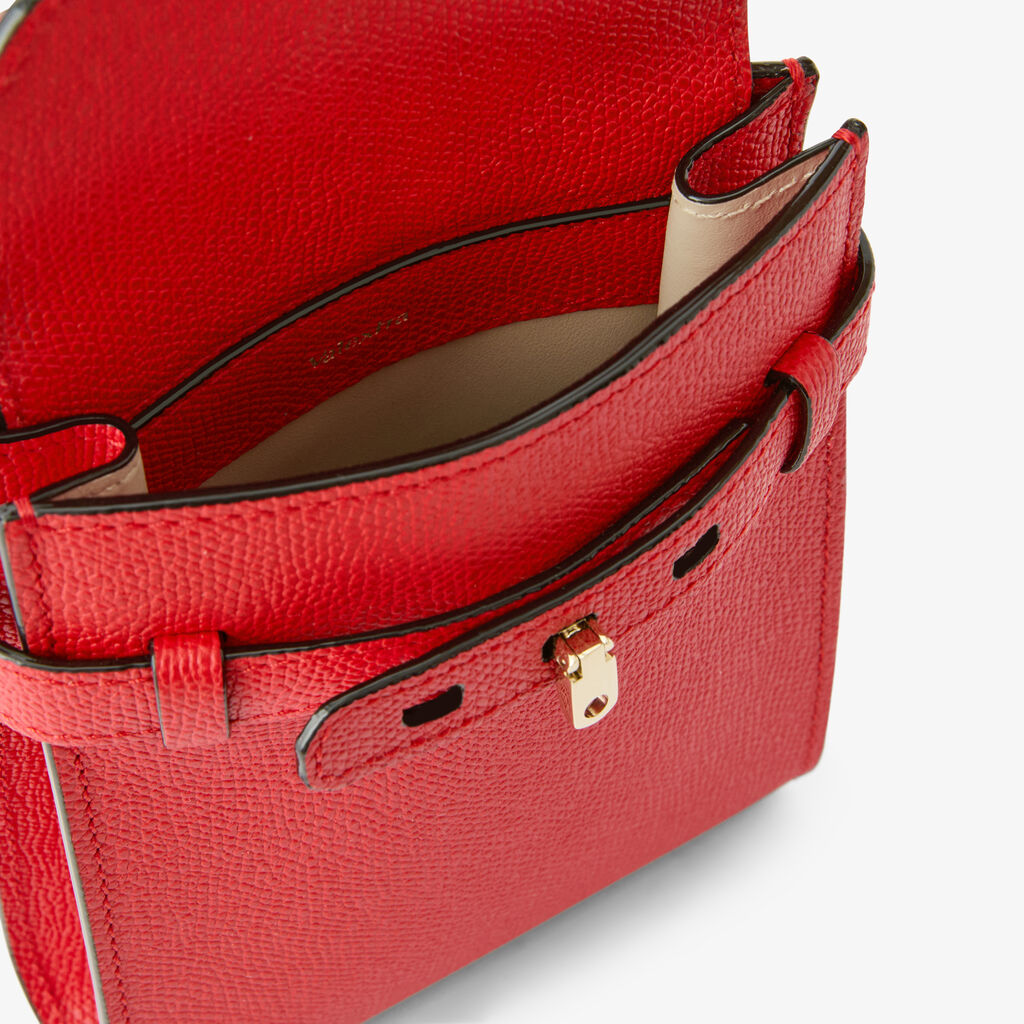 Brera B-Tracollina Slim Crossbody Micro Bag - Crimson Red - Vitello VS - Valextra - 3