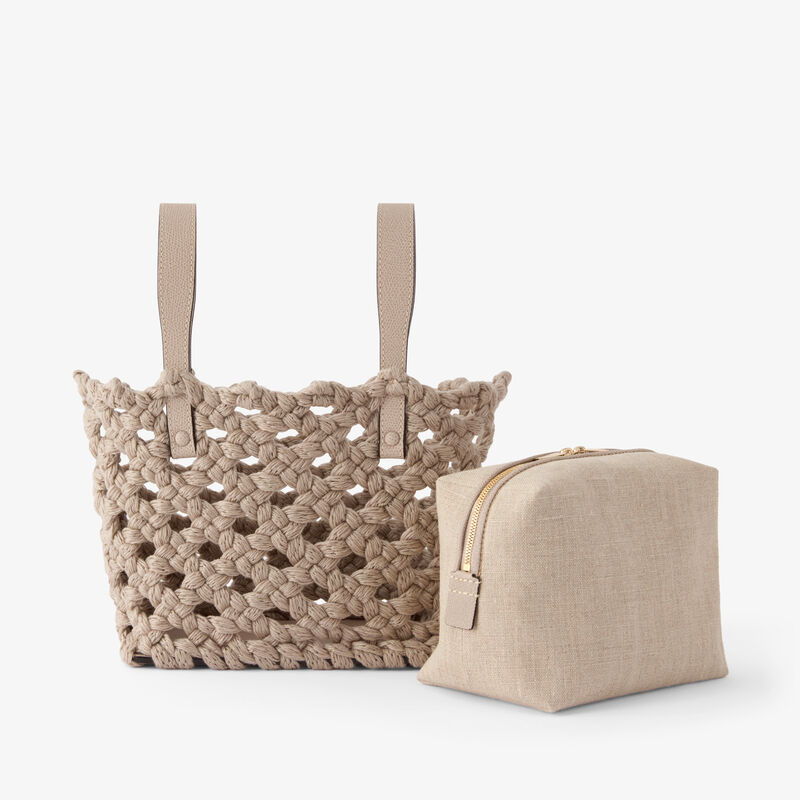 Soft Sportami Via Bucket Micro Bag - Nude Pink - Woven cotton and Millepunte calf leather - Valextra - 3