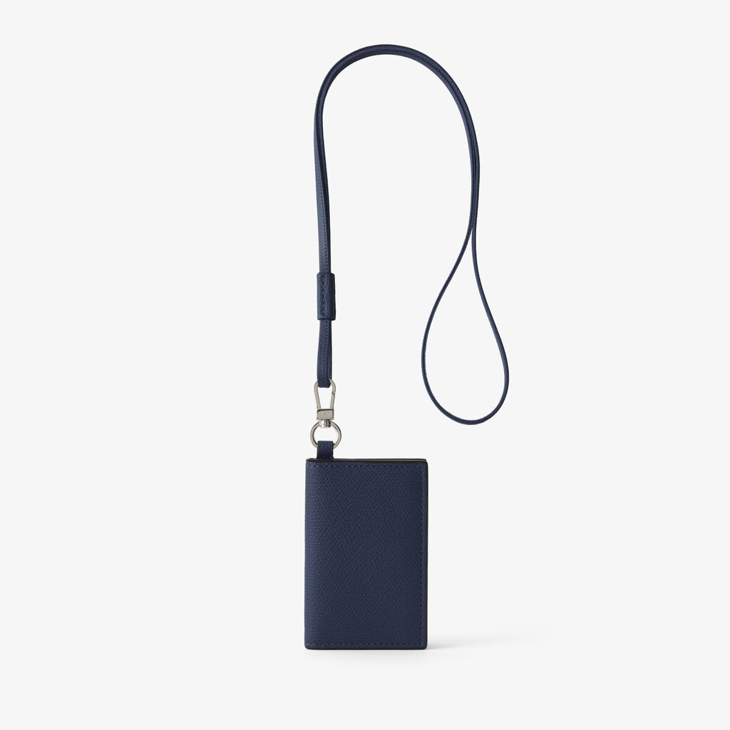 Card Holder with Lanyard - Sapphire Blue - Vitello VS - Valextra - 1