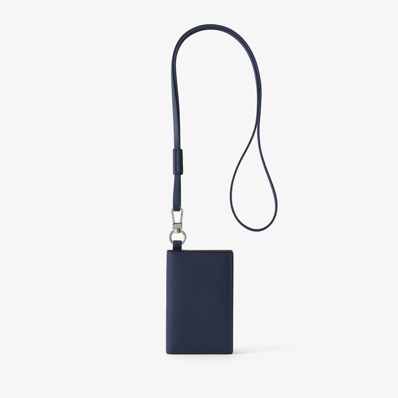 Card Holder with Lanyard - Sapphire Blue - Millepunte calf leather - Valextra - 1