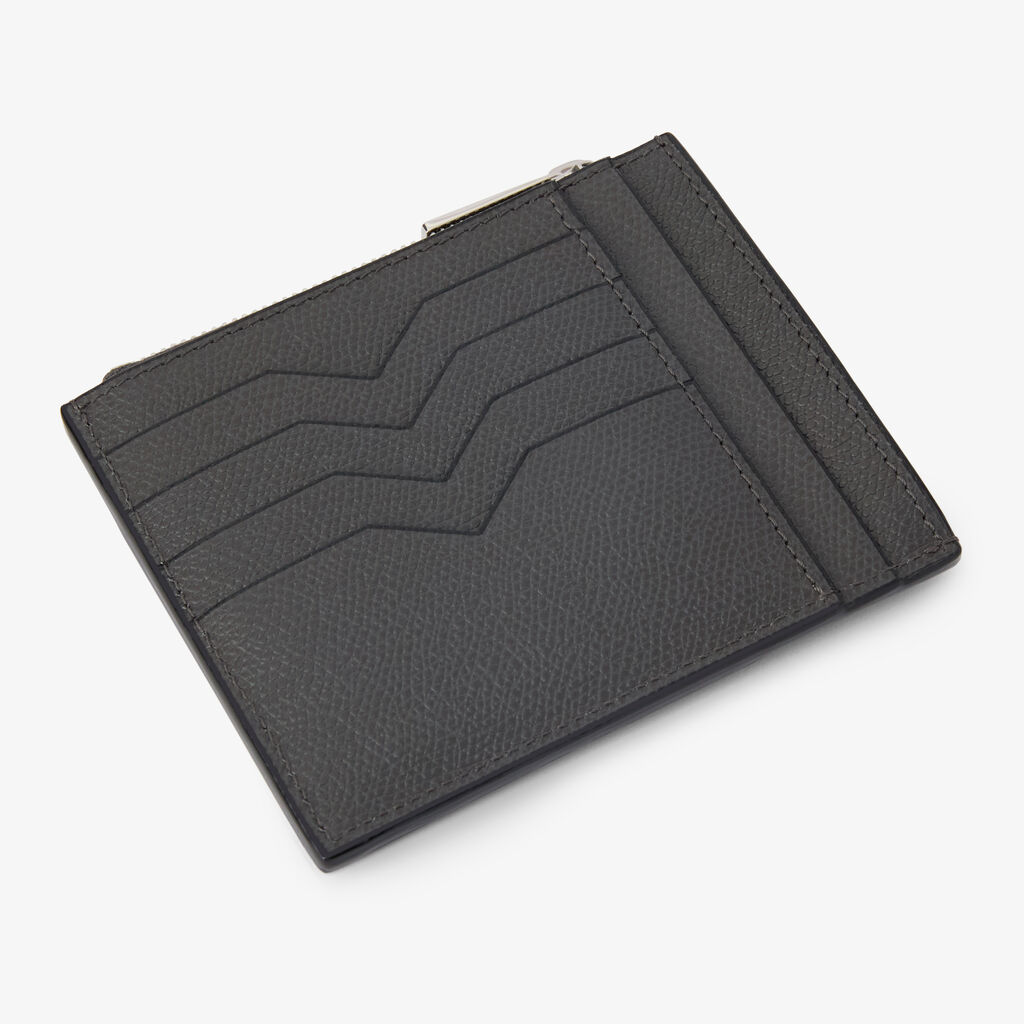 Card Holder 8CC with Zip - Smokey Grey - Vitello VS - Valextra - 3