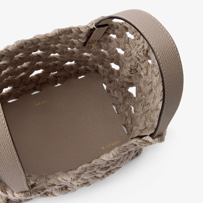 Soft Sportami Via Bucket Micro Bag - Nude Pink - Woven cotton and Millepunte calf leather - Valextra - 4