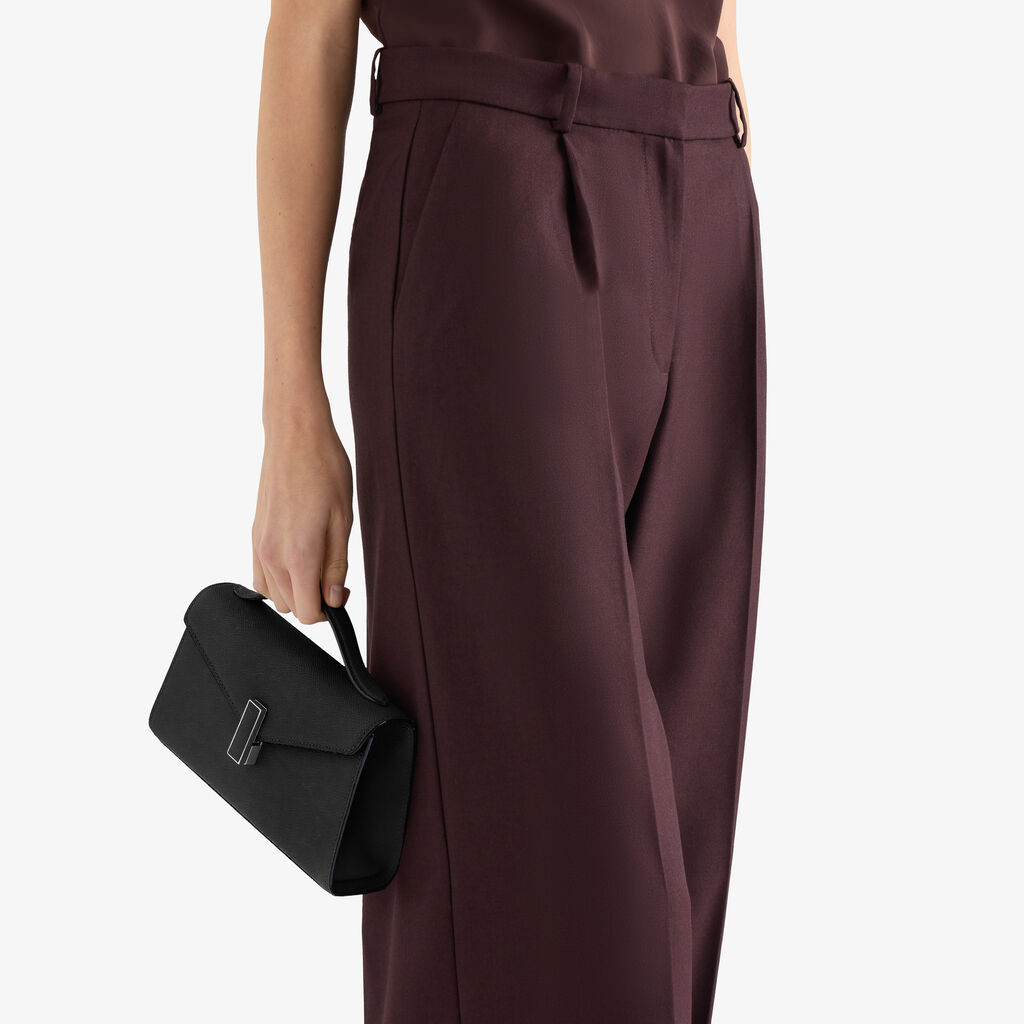 Iside T&igrave;n Top Handle Bag - Black - Millepunte calf leather - Valextra - 2