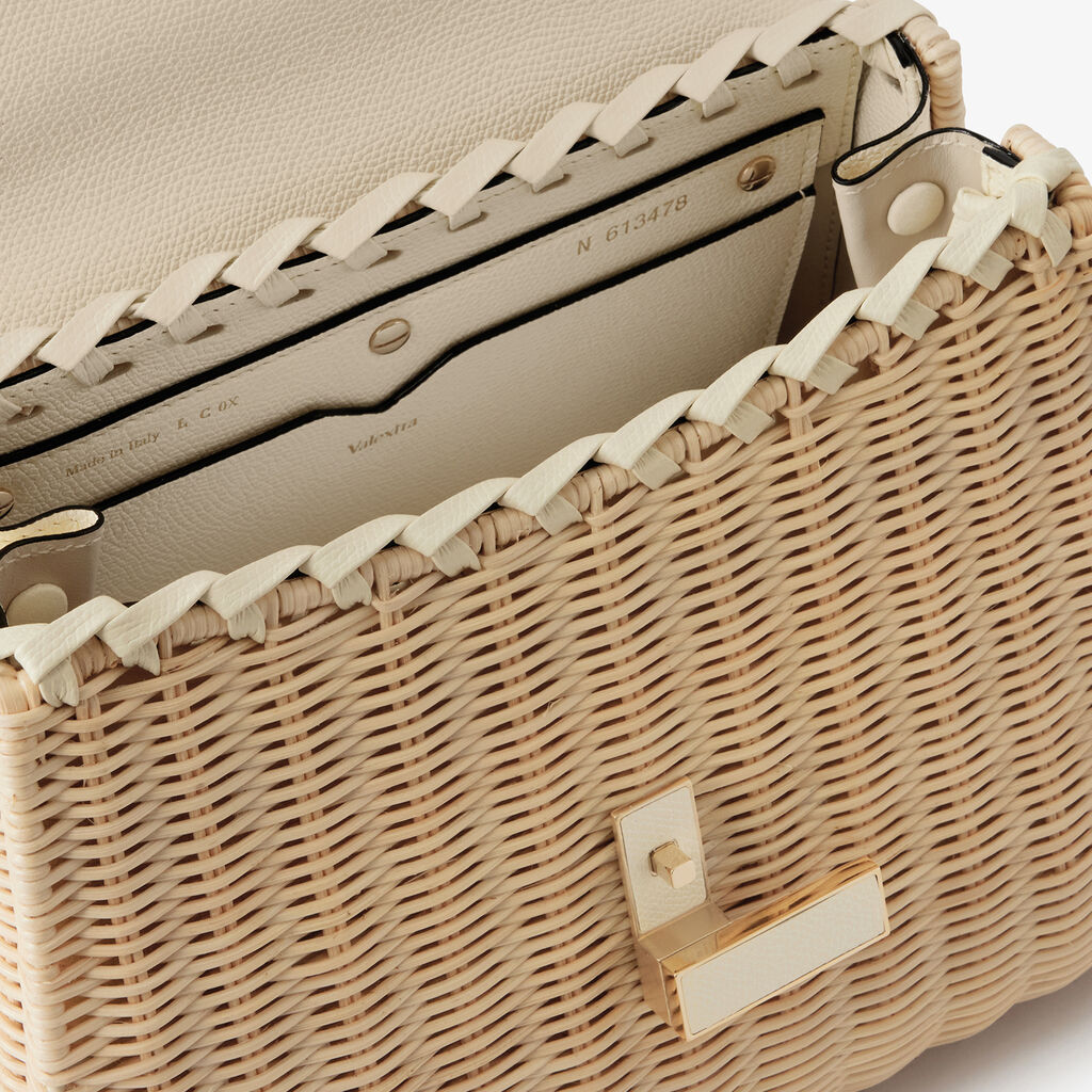 Iside Wicker Top Handle Medium Bag - Beige/Pergamena White - Midollino/Vitello VS - Valextra - 2