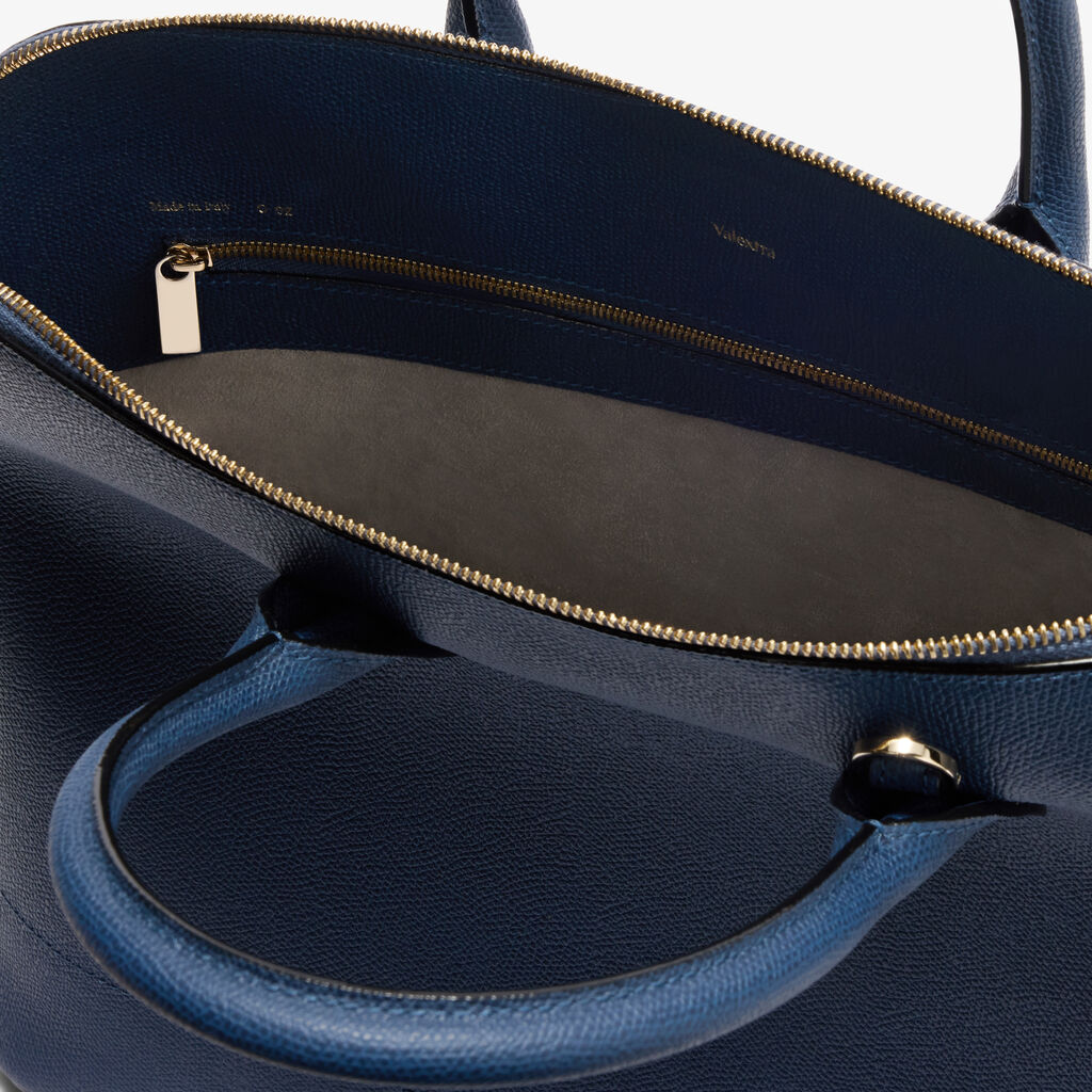MyLogo Bowling Medium Bag - Sapphire Blue - Millepunte calf leather - Valextra - 3