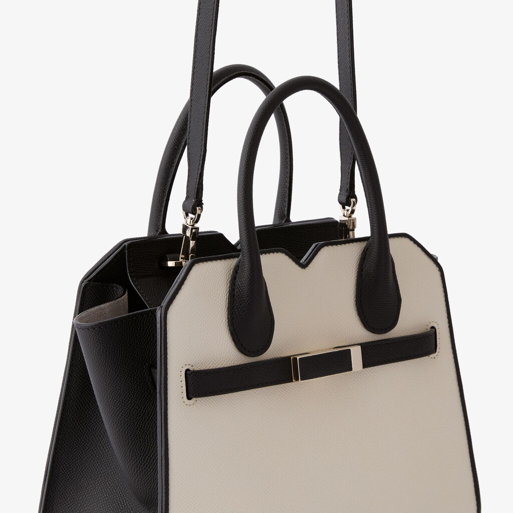 Milano Chiaroscuro Two Handles Mini Bag - Pergamena White/Black - Vitello Millepunte Soft - Valextra - 4