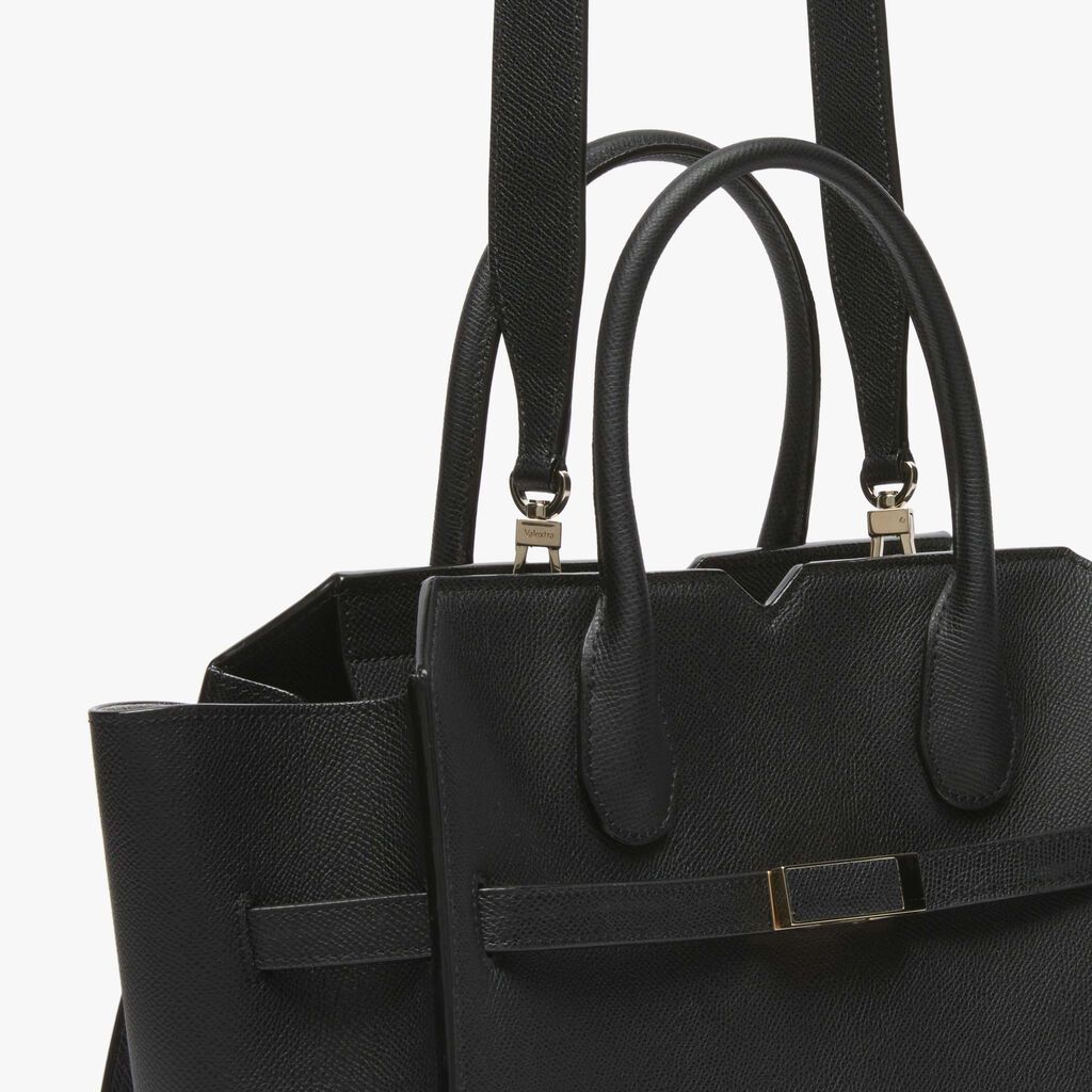 Women's Black Luxury Two Handles Medium Bag | Valextra