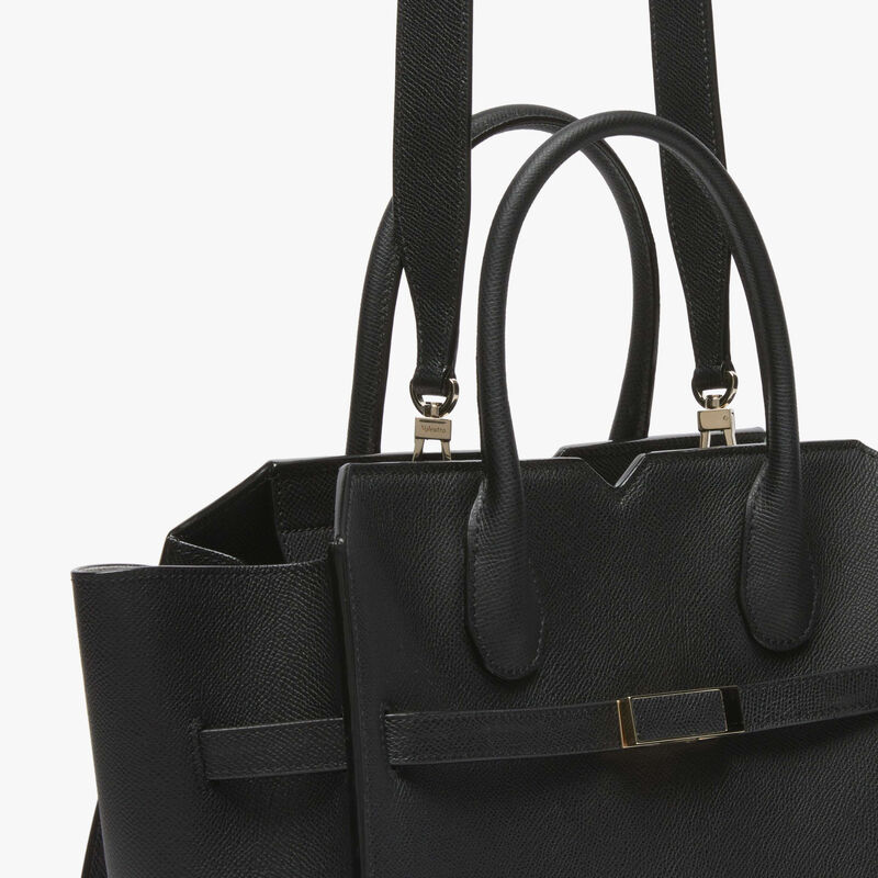 Milano Two Handles Medium Bag - Black - Millepunte Soft calf leather - Valextra - 5