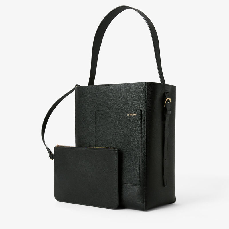Soft Bucket Medium Bag - Black - Millepunte calf leather - Valextra - 2