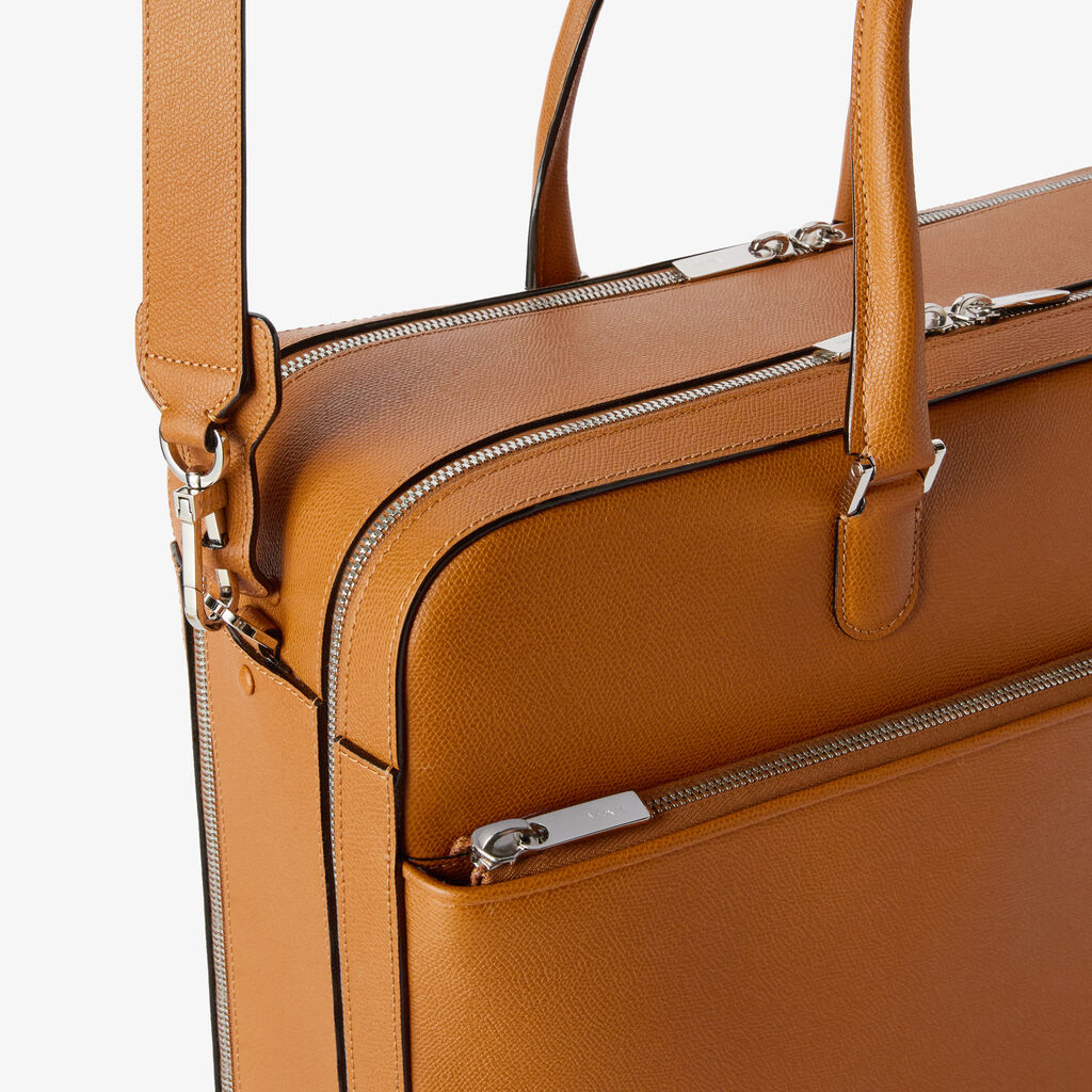 Avietta Travel Bag Two Chambers - Havana Brown - Millepunte calf leather - Valextra - 3
