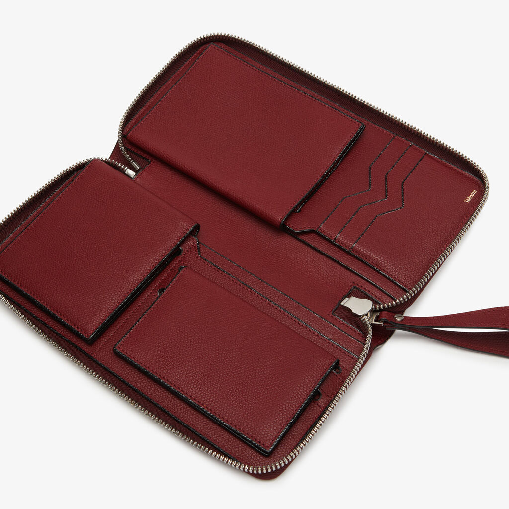 Zipped Wallet All In One - Marasca Red - Vitello VS - Valextra - 2