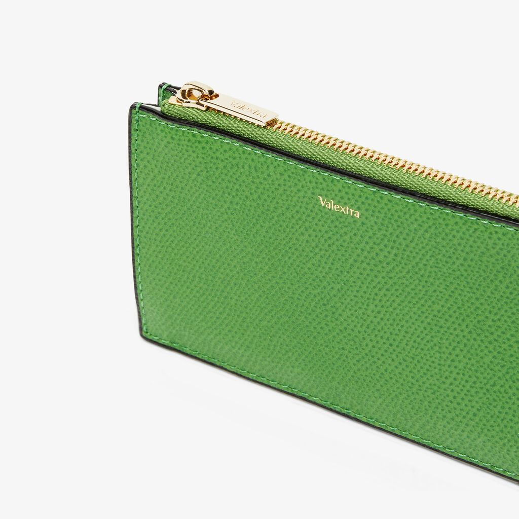 Card Holder 3CC with Zip - Grass Green - Vitello VS - Valextra - 2