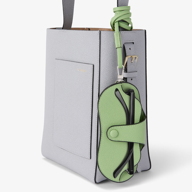 Glasses Case with Lanyard - Aloe Green - Millepunte calf leather - Valextra - 3