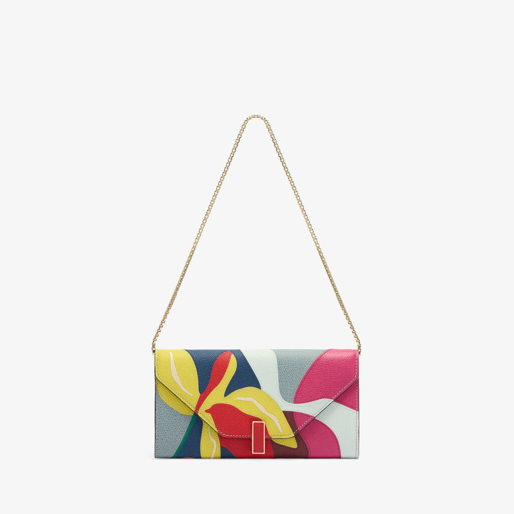 Iside continental Lily purse with chain -  - Vitello VS-Intarsio+Ricamo Giglio - Valextra - 1
