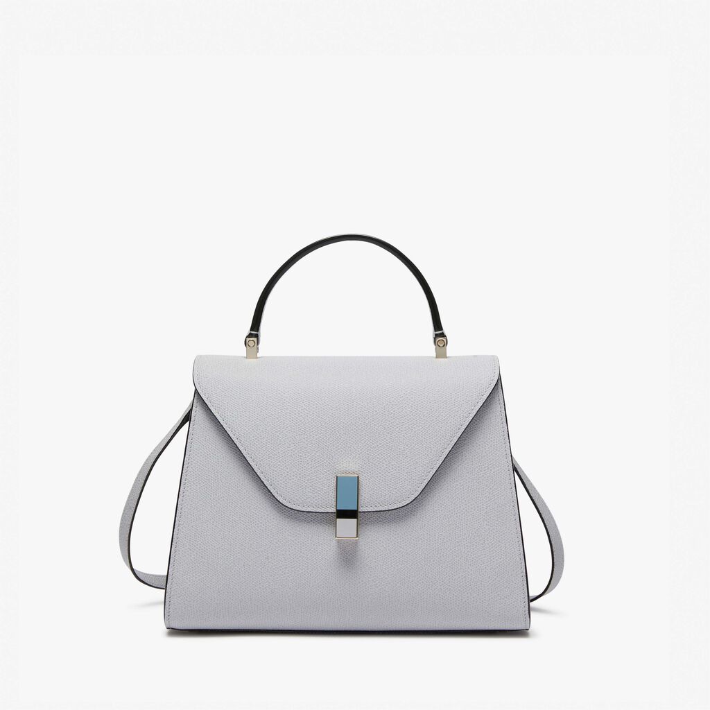 Iside Plexi Top Handle Medium Bag - Stone Grey/Dusty Blue/Black/Ash Grey - Vitello VS - Valextra - 1