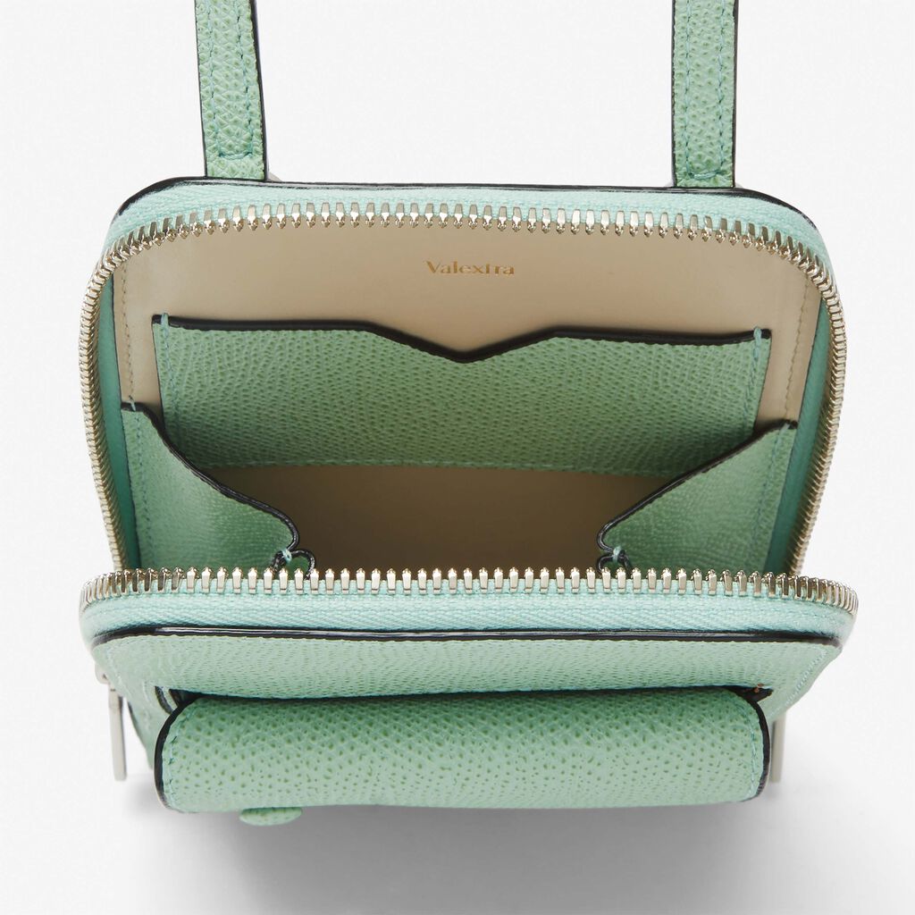 Crossbody Phone case - Aqua Green - Vitello VS - Valextra - 3