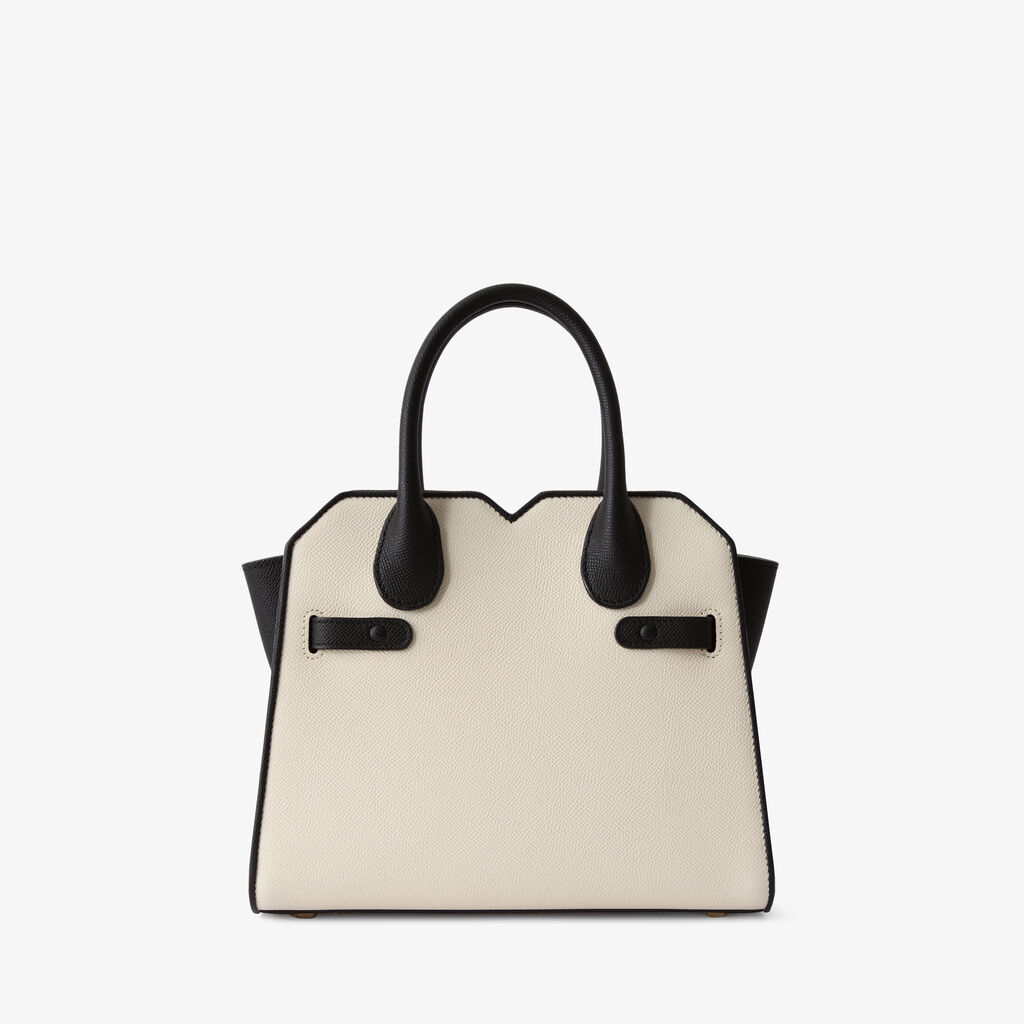 Milano Chiaroscuro Two Handles Mini Bag - Pergamena White/Black - Vitello Millepunte Soft - Valextra - 7