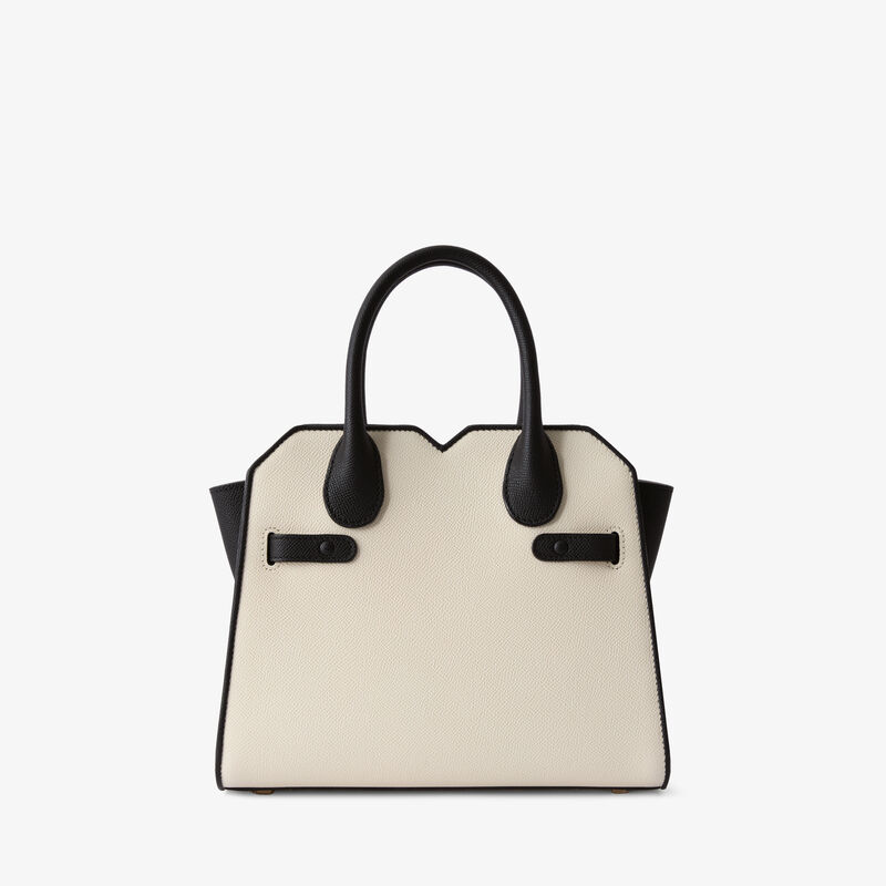Milano Chiaroscuro Two Handles Mini Bag - Pergamena White/Black - Millepunte Soft calf leather - Valextra - 7