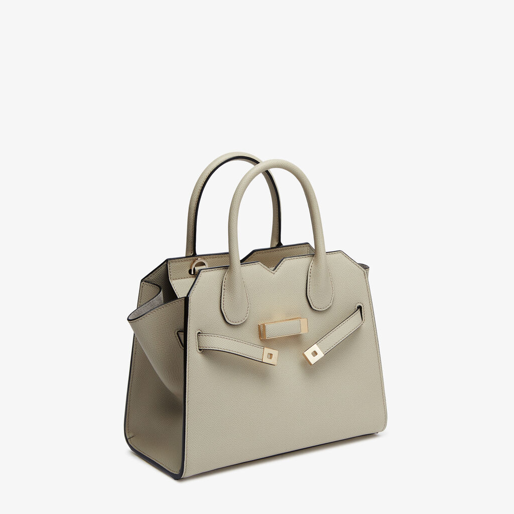Milano Two Handles Mini Bag - Linen Grey - Vitello Millepunte Soft - Valextra - 6