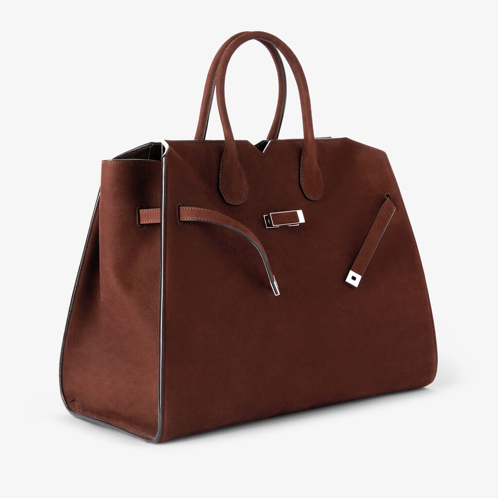 Borsa a Due Manici Milano Senso Grande -  - Vitello Millepunte Nabuk - Valextra - 4