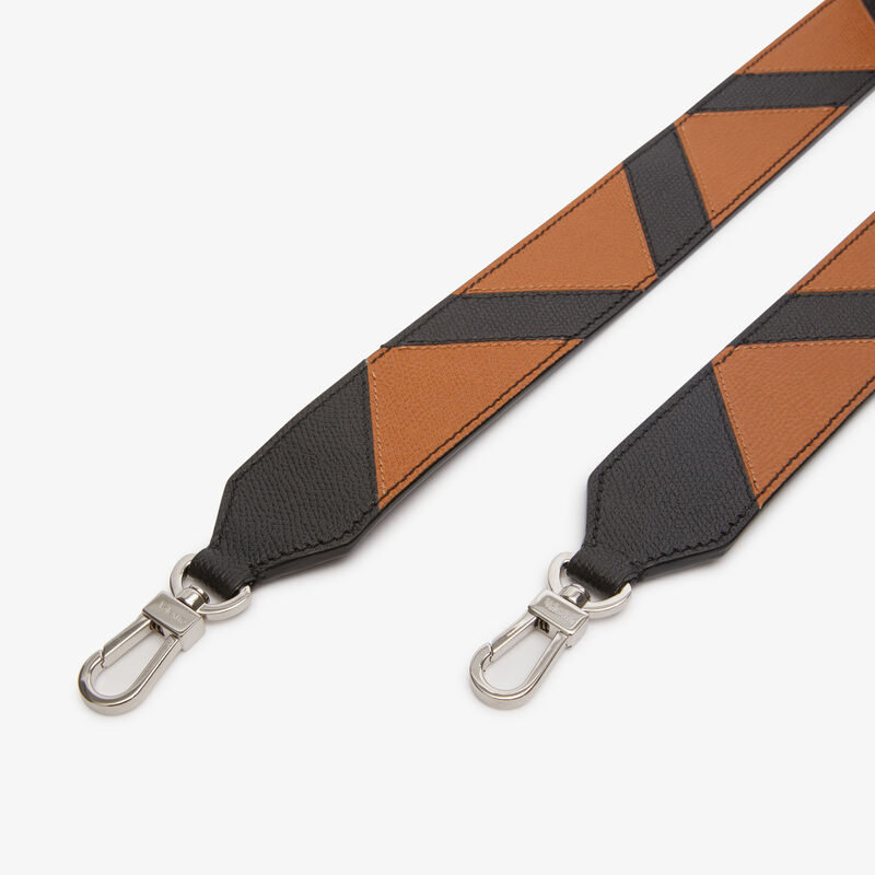 Shoulder Strap Intarsia - Havana Brown/Black - Millepunte calf leather - Valextra - 2