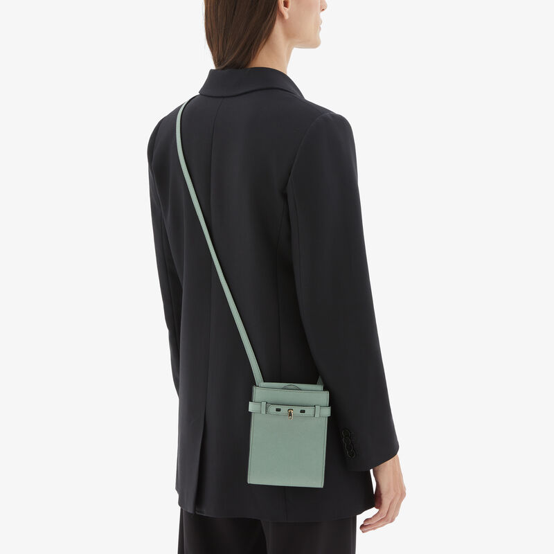 Brera B-Tracollina Slim Crossbody Micro Bag - Eucalyptus Green - Millepunte calf leather - Valextra - 2