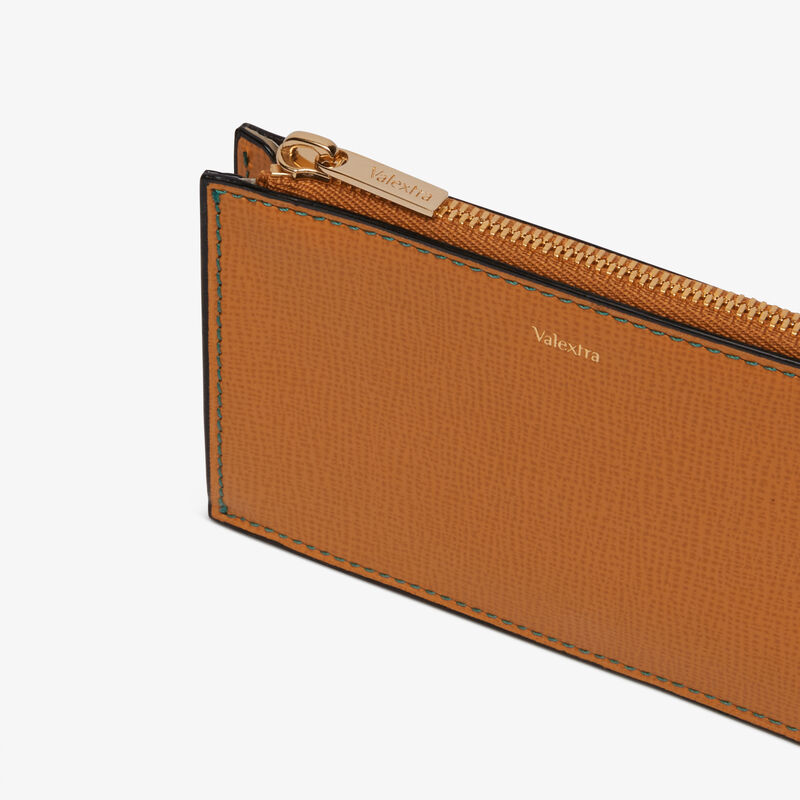 Card Holder 3CC with Zip - Havana Brown - Pavè calf leather - Valextra - 2