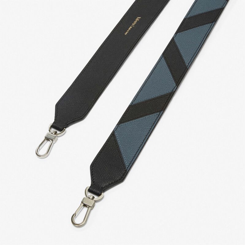 Shoulder Strap Intarsia - Avio Blue/Black - Millepunte calf leather - Valextra - 3