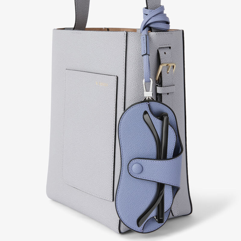 Glasses Case with Lanyard - Hydrangea Blue - Millepunte calf leather - Valextra - 3