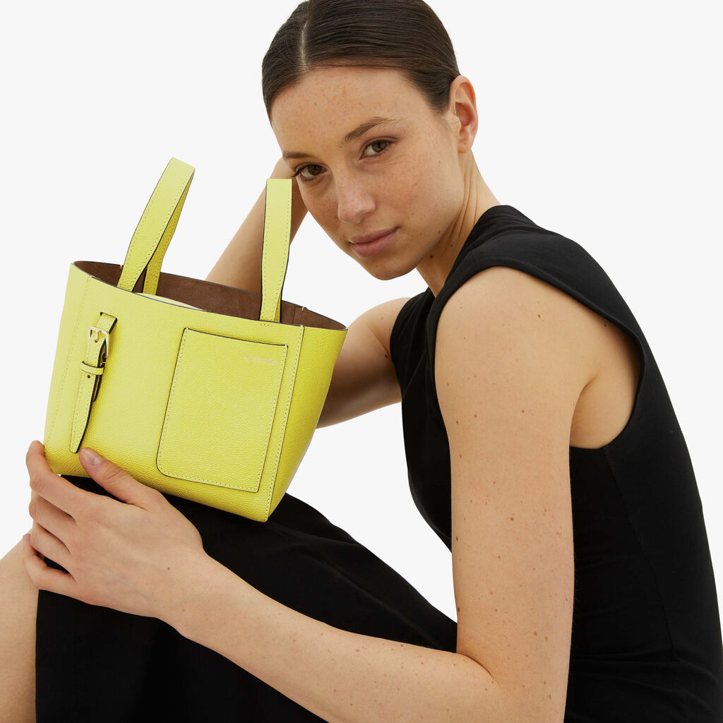 Borsa a Secchiello Soft Micro - Giallo Citrino - Vitello VS - Valextra - 2