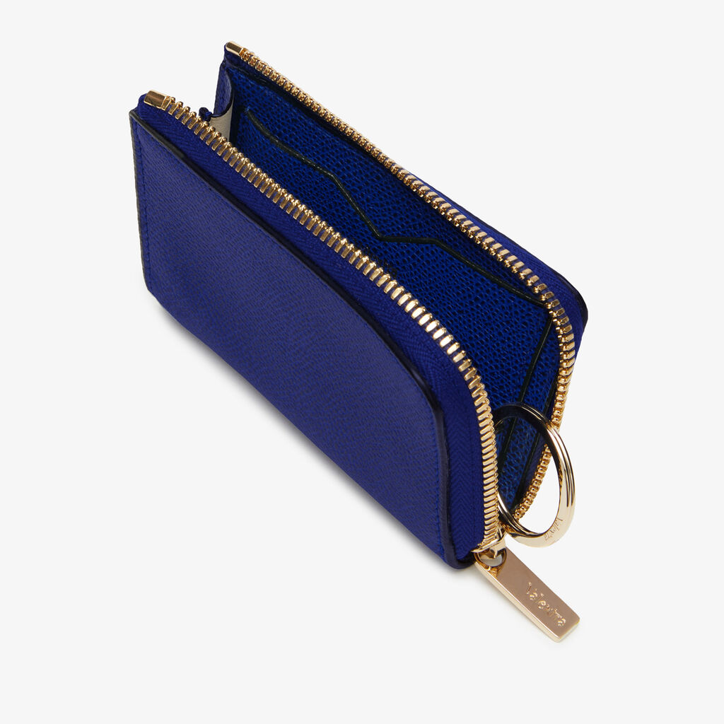 Key Holder Zip Around - Royal Blue - Vitello VS - Valextra - 2