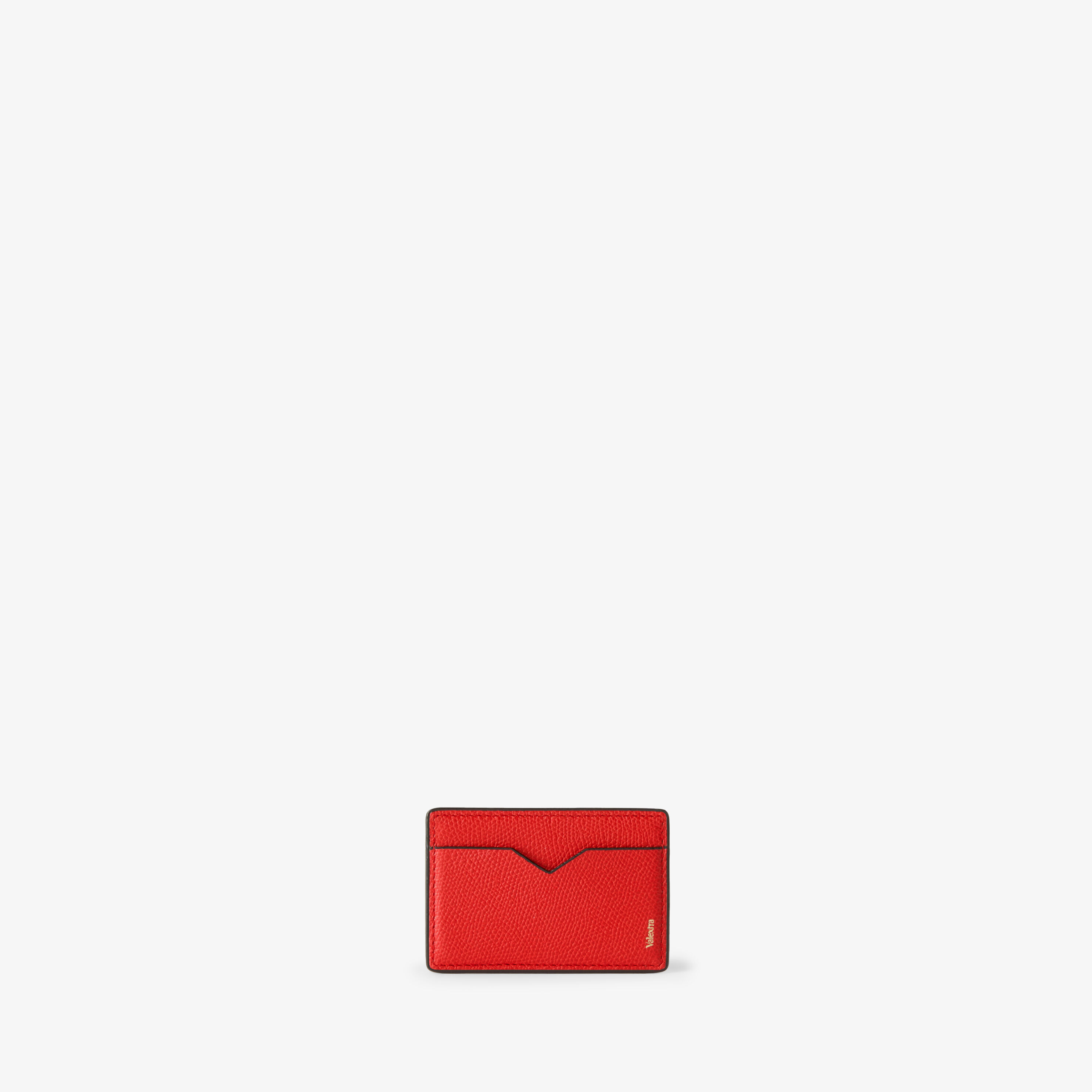 Crimson Red Grained Leather Luxury Magnetic Card Case | Valextra