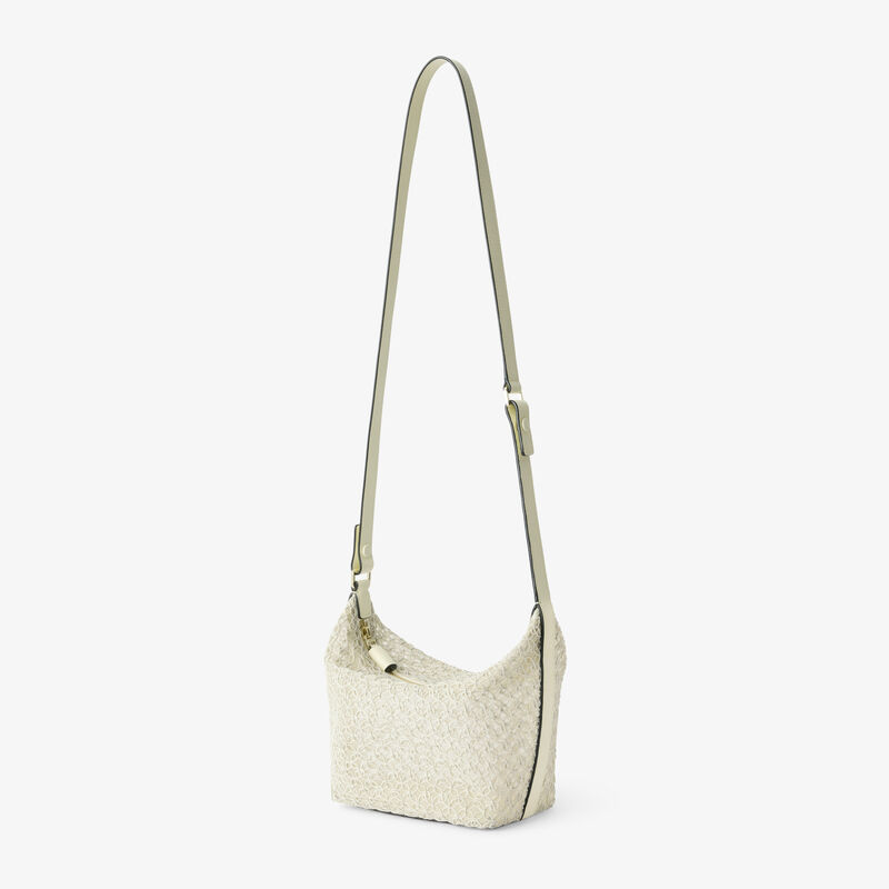 Mochi Merletto Top Handle Mini Bag - Pergamena White - Tessuto ricamo Rete/Vitello Millepunte Soft - Valextra - 4