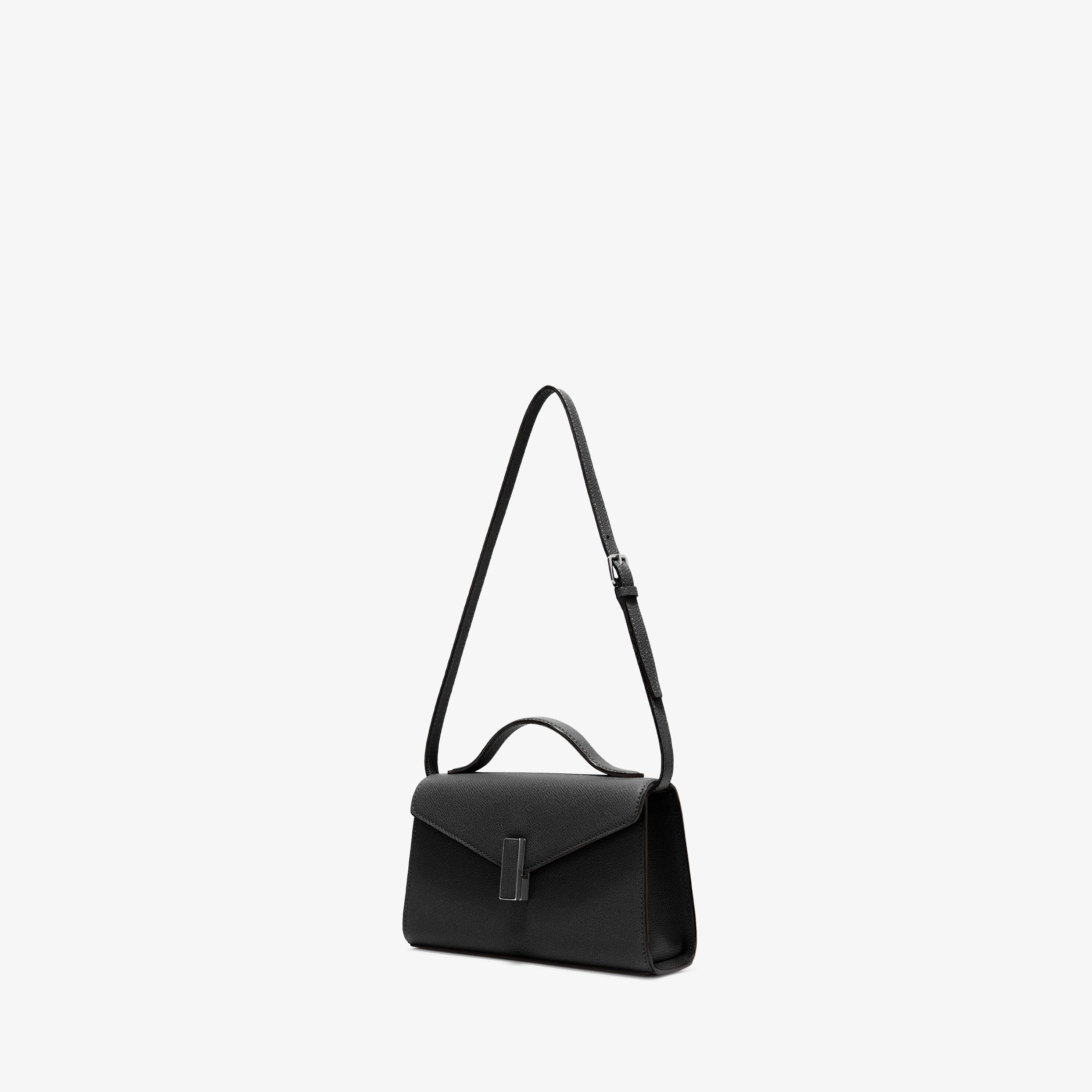 Women's Black Luxury Leather Iside Tìn Top Handle Bag | Valextra
