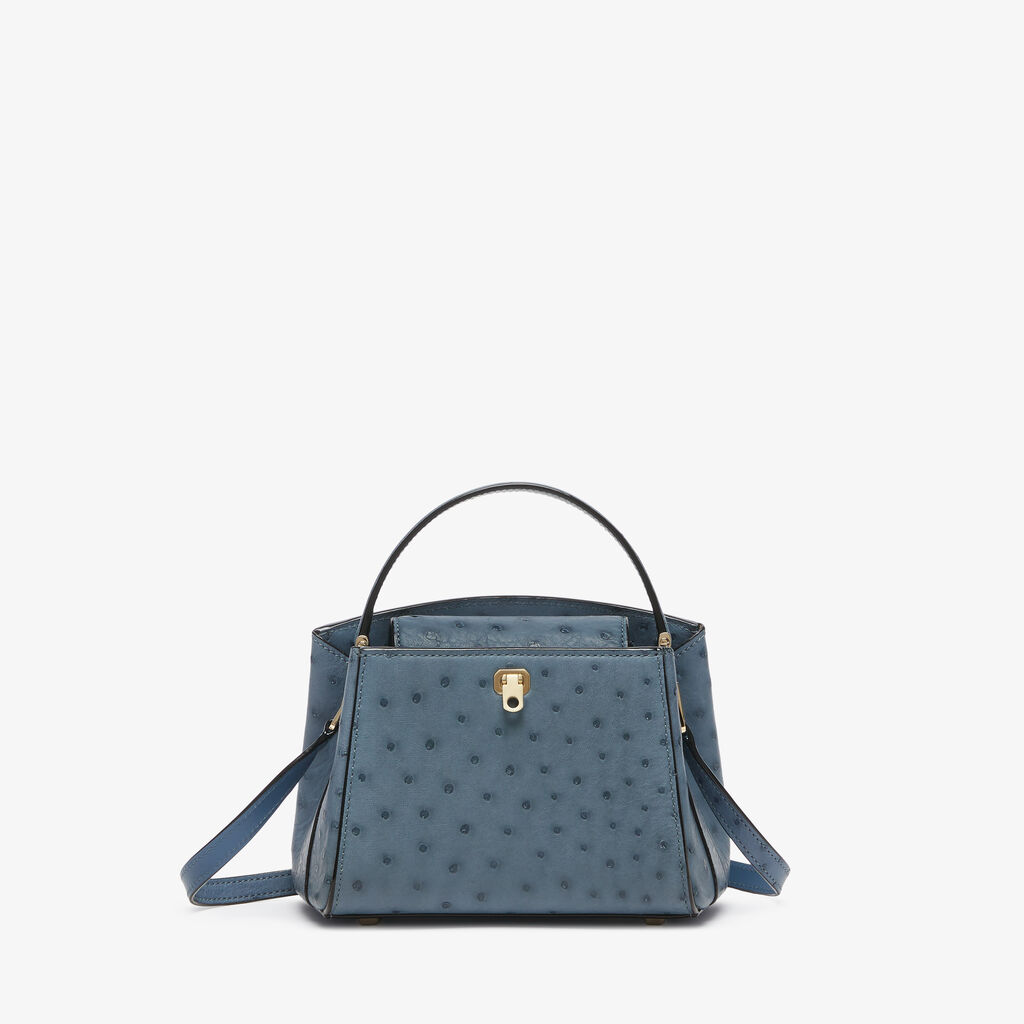 Brera Ostrich Crossbody Micro Bag - Avio Blue - Struzzo - Valextra - 1