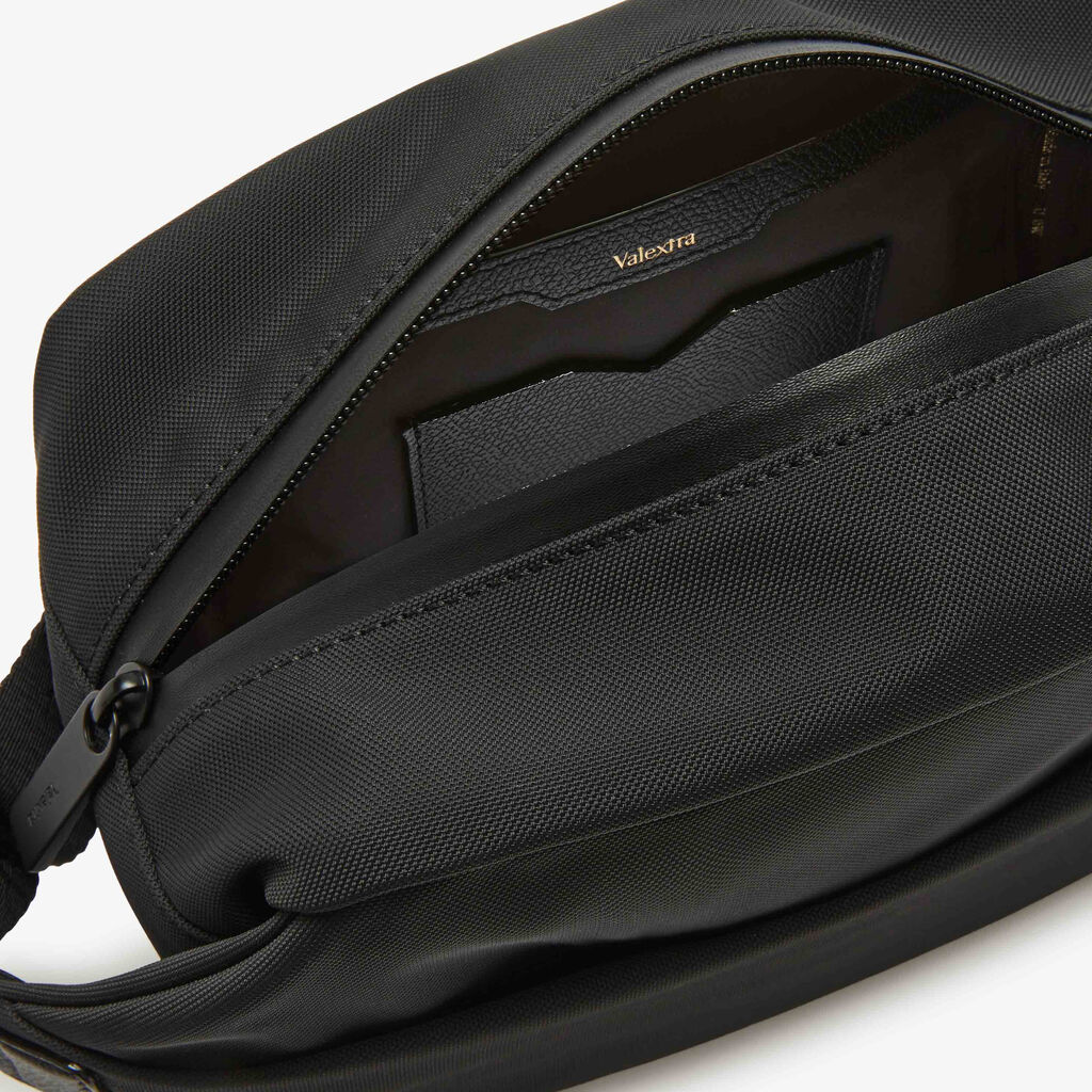 Assoluto Bum Bag - Black - Tessuto Baltimora/Vitello VS - Valextra - 6