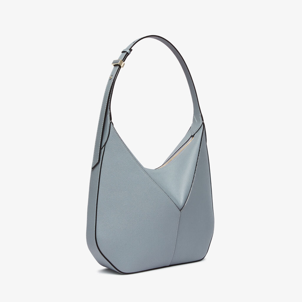Vivi Hobo Mini Bag - Niagara Blue - Vitello Millepunte Soft - Valextra - 4