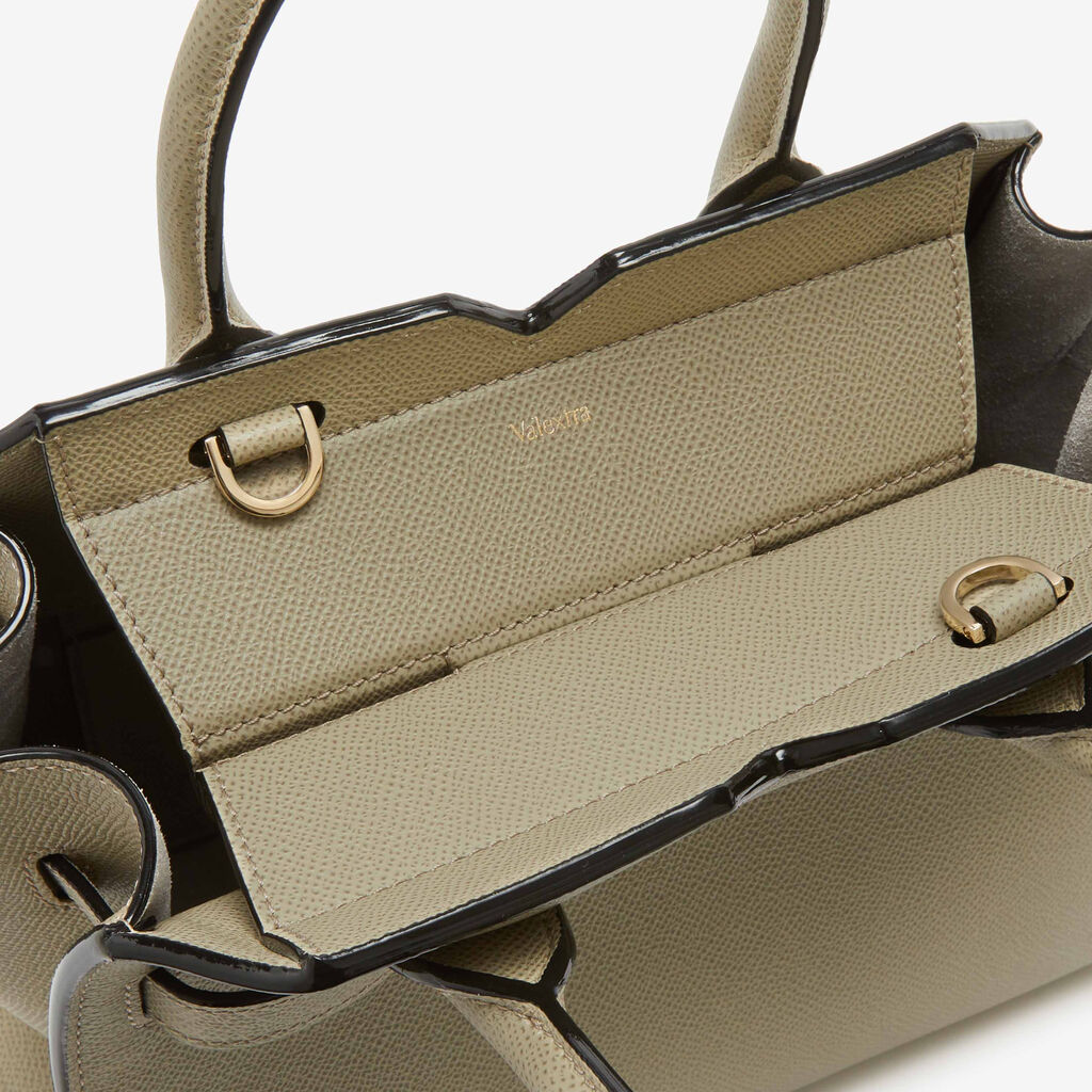 Milano Two Handles Mini Bag - Tundra Green - Vitello Millepunte Soft - Valextra - 4