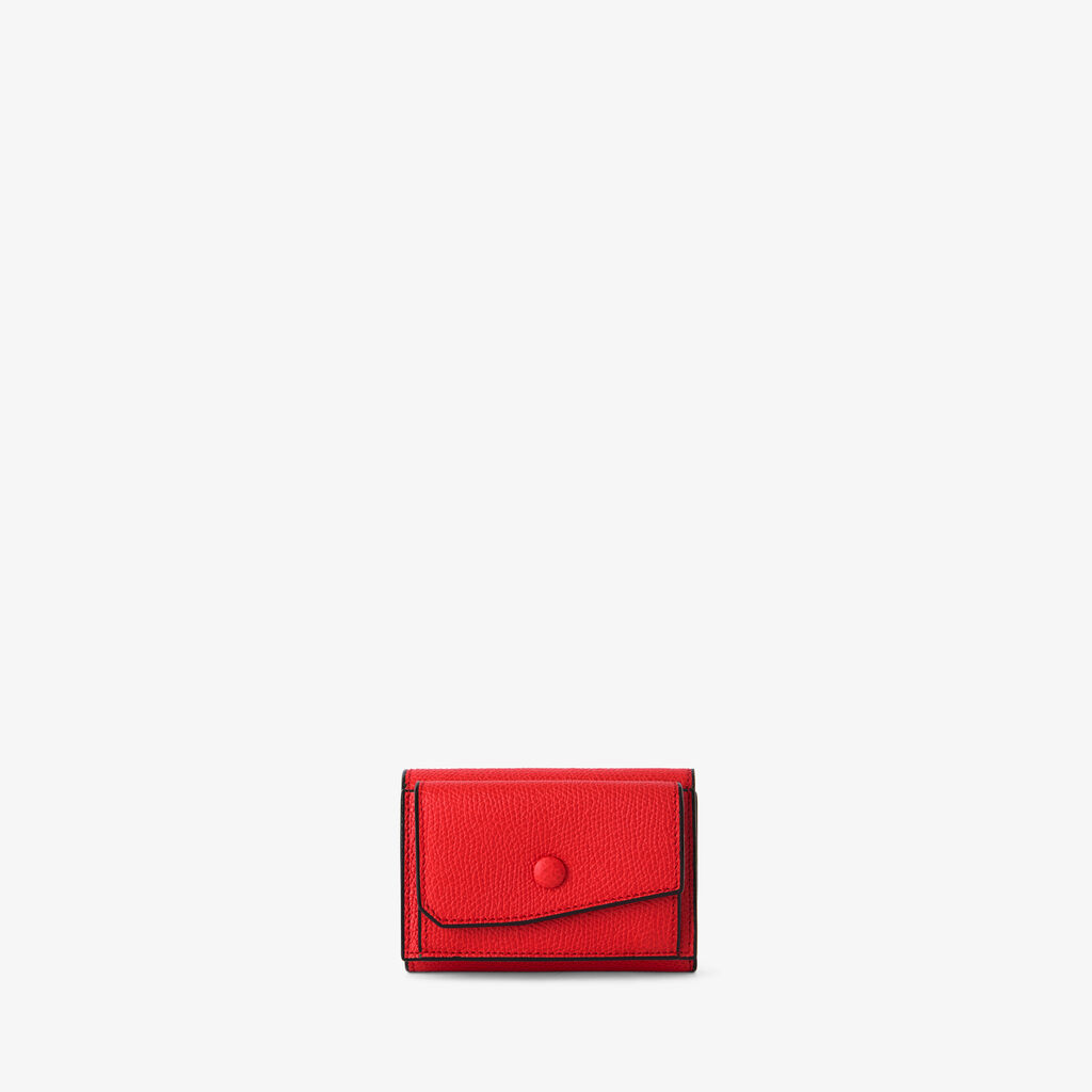 Small Wallet With Coin Holder - Crimson Red - Vitello VS - Valextra - 1