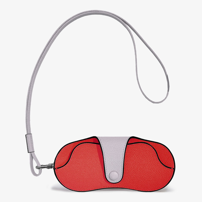 2 COLORS GLASSES HOLDER COLOR-BLOCK WITH STRAP CALF LEATHER VS PALLADIUM,RCGT,gallery