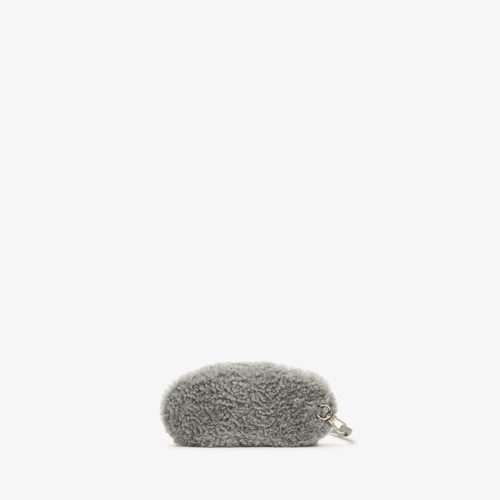 Shearling Glasses Case with Lanyard - Cement Grey - Vitello VS-Montone - Valextra - 4