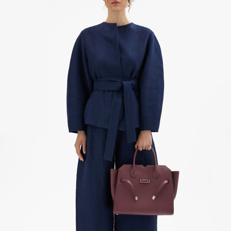 Milano Two Handles Medium Bag - Claret Red - Millepunte Soft calf leather - Valextra - 2